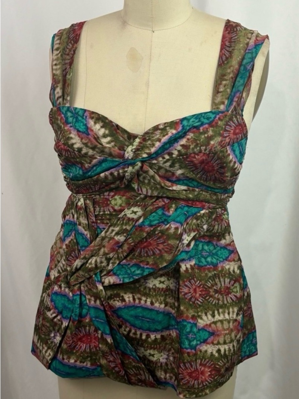 Nanette Lepore Silk Multicolor Boho Women’s Casual Tank Top size 2